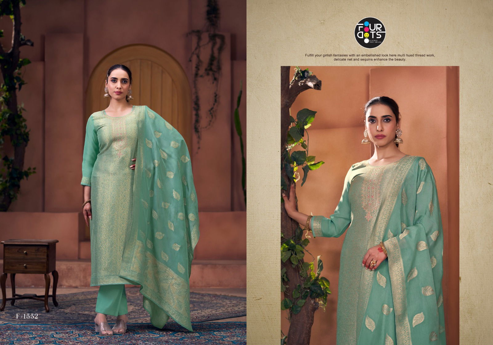 Naina By Fourdots Viscos Organza Designer Online Salwar Suits Wholesale